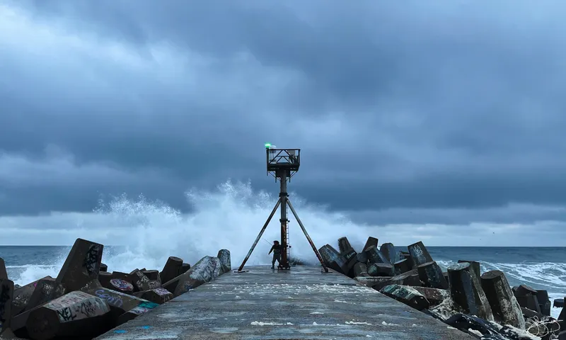 Crashing Waves and Fishing From the Jetty